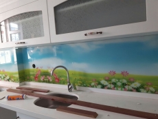 Tuzlada Mutfak tezgah arası cam baskı